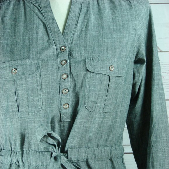 Gray Chambray Cabela's Dress Long Sleeve  Med NWT new light weight outdoor ready - Picture 2 of 16